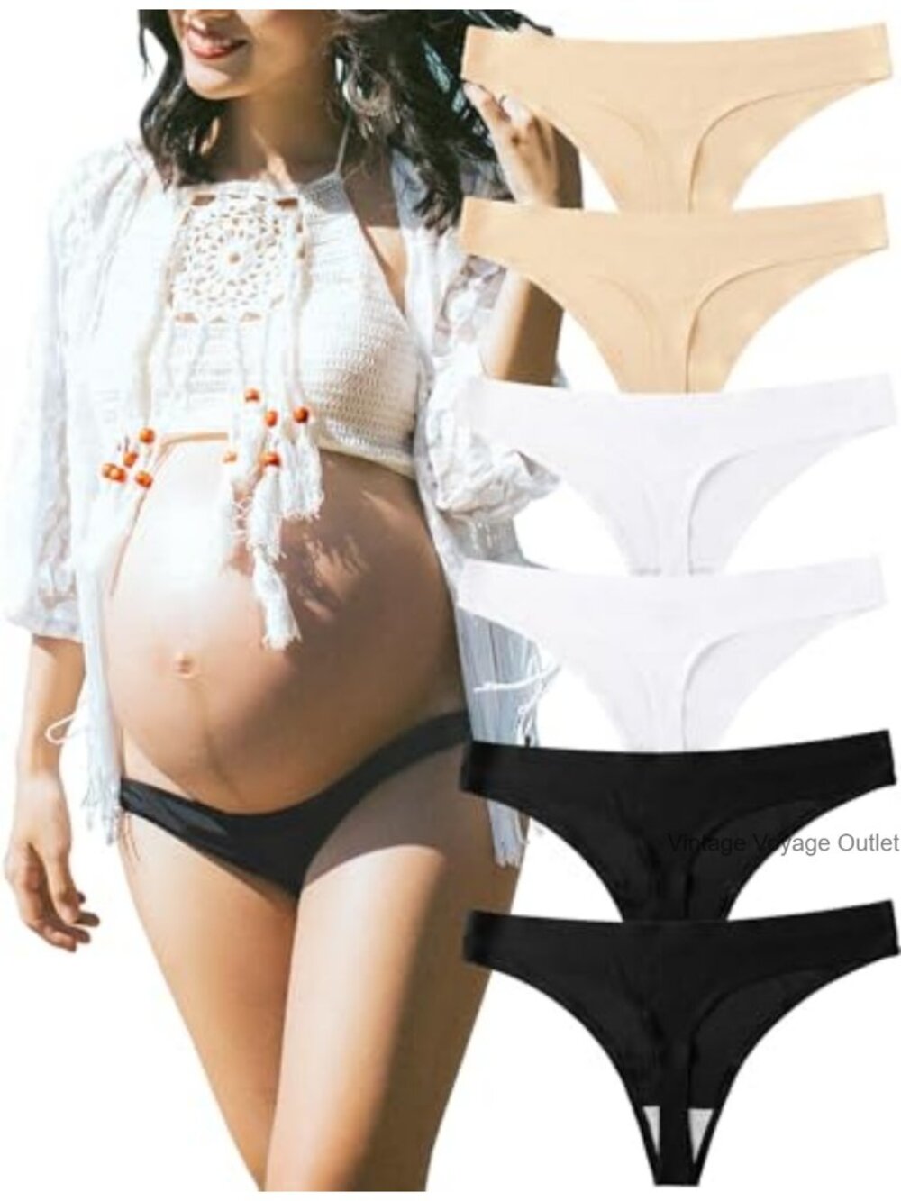 KUKU PANDA No Show Thongs for Women Seamless Maternity Panties